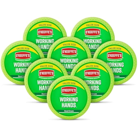 O'Keeffe's Working Hands Value Size Jar 193g (8 Pack) - Hand Cream for Extremely Dry, Cracked Hands | Instantly Boosts Moisture Levels, Creates a Protective Layer & Prevents Moisture Loss