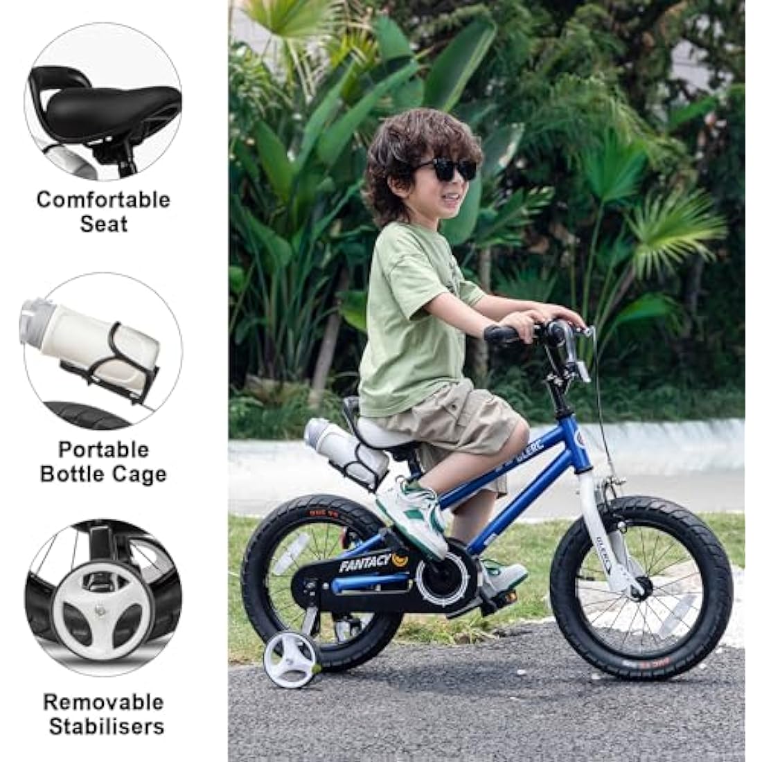 Glerc Fantacy 12 14 16 18 20 Inch Kids Bike for 2-14 Years Old Boys Girls with Water Bottle Holder & Stabilisers, Multiple Colors