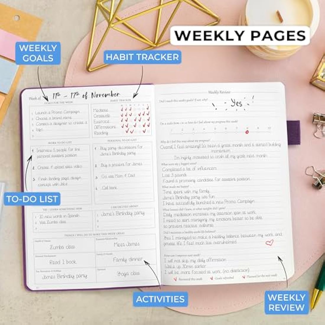Legend Planner Daily for 3 Months – Undated Monthly Weekly & Daily Planner to Hit Goals. Organizer & Productivity Journal, A5 (Dark Purple)
