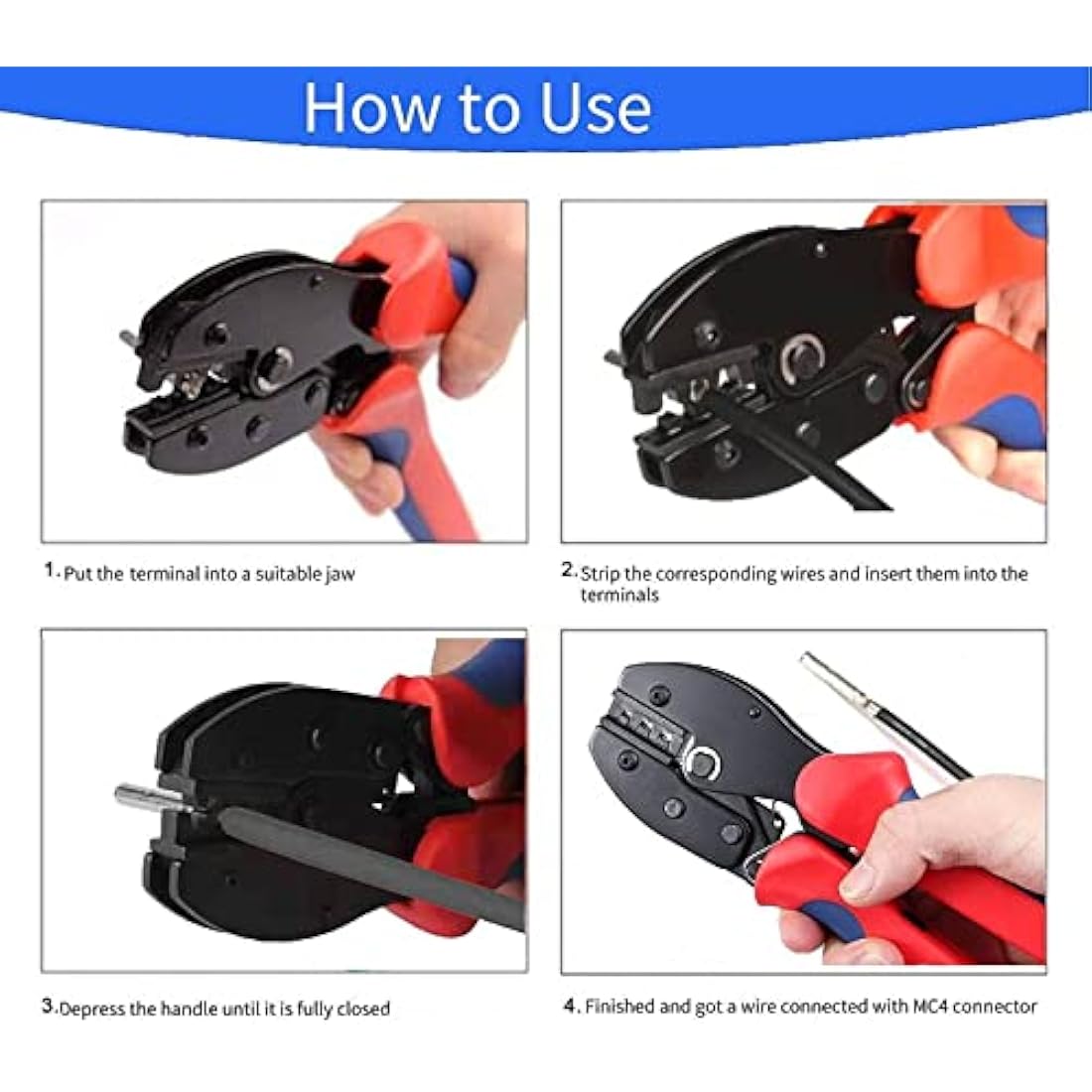 QeeHeng Solar Crimping Tool Kit-Solar Cable Connector,6 Pairs Male/Female Panel Connectors, 1 Crimper Tool,2pcs Spanner Wrench,37pcs Solar Panel Wiring Kits