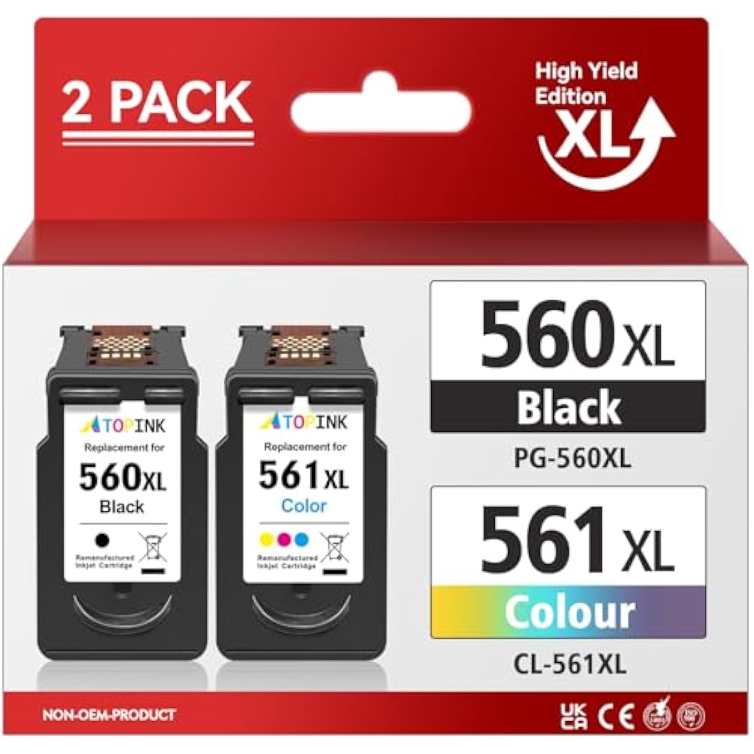 ATOPINK 560 561 XL Ink Cartridges, PG 560 XL Black and CL 561 XL Colour Remanufactured for Canon 560 561 Ink Cartridges, Printer ink 560 561 for Canon Pixma TS5350 TS7450 TS5351 TS5352 TS5353 TS7451