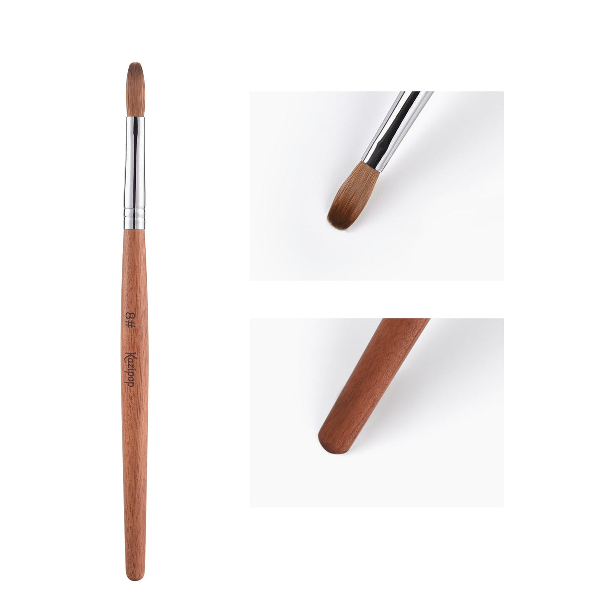 KAZIPOP Kolinsky Sable Nail Brush Acrylic Brush for Acrylic Powder Nail Art Pen with Red Wooden Handle Manicure Design 8#