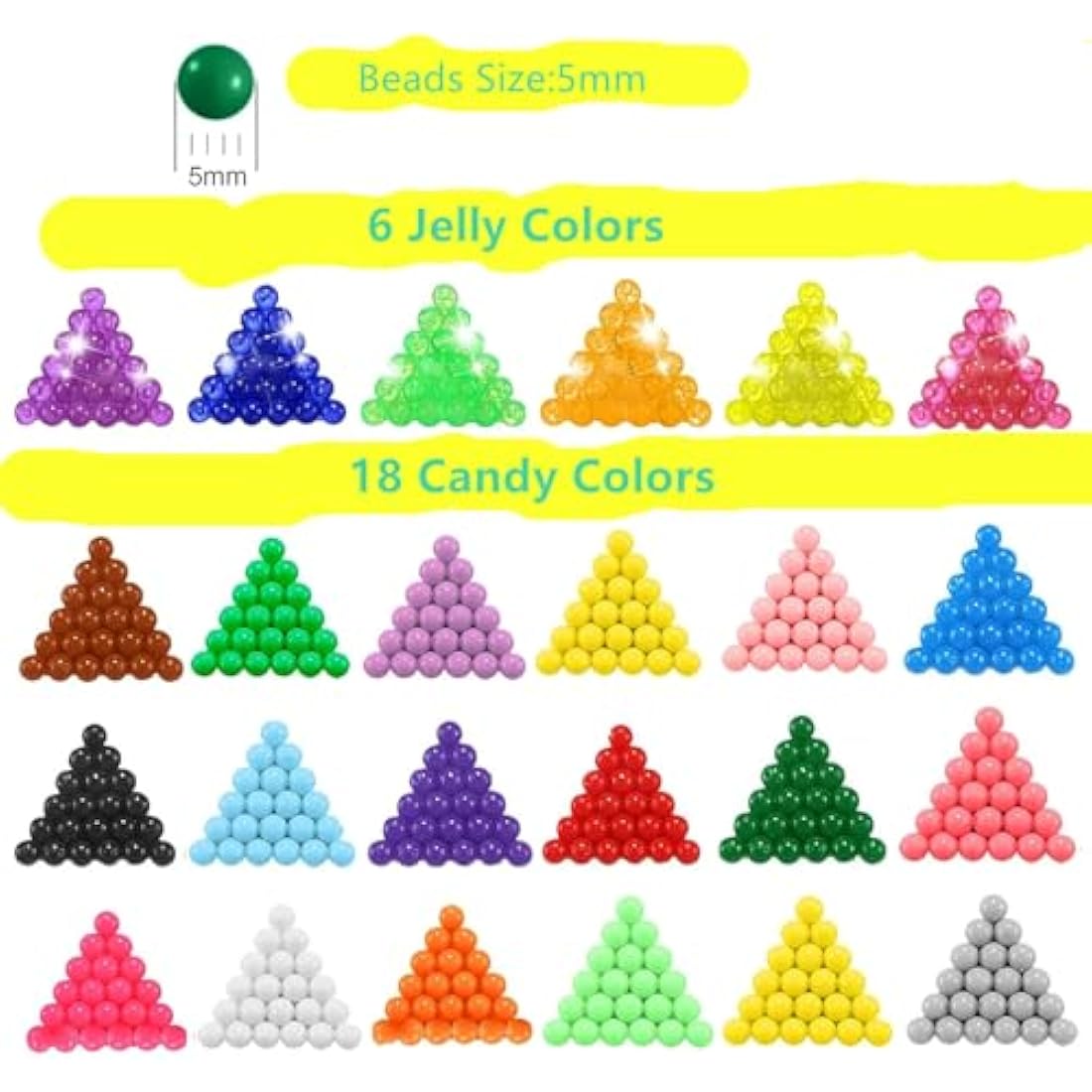 Vytung Water Fuse Beads 3600 pcs 24 Colors(6 Jelly) for Kids Beginners Activity Pack (24 Color Pack)