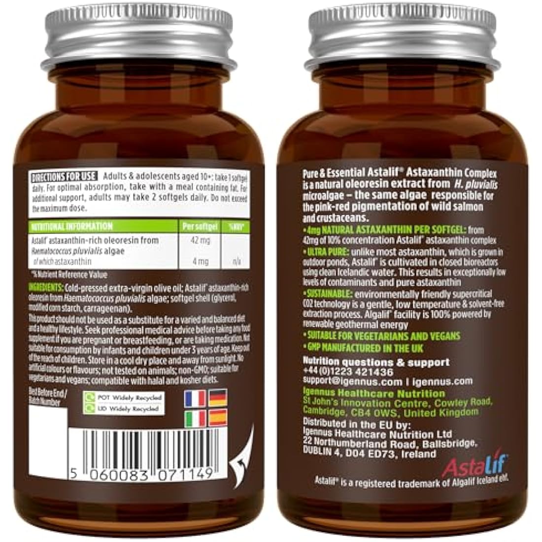 Astaxanthin Complex, 42mg Microalgae Complex Oil Providing 4mg H. Pluvialis Astaxanthin, 90 Vegan Softgels, by Igennus