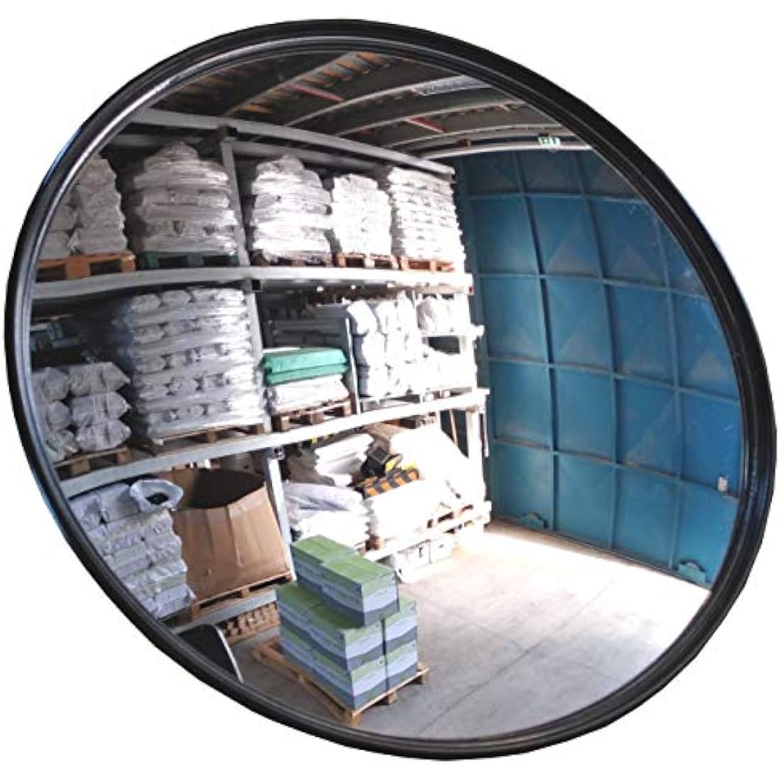 SNS SAFETY LTD Convex Traffic Safety Mirror for Driveways, Warehouses, Garages and Offices, Black (Diameter 22 cm, with Wall Bracket)