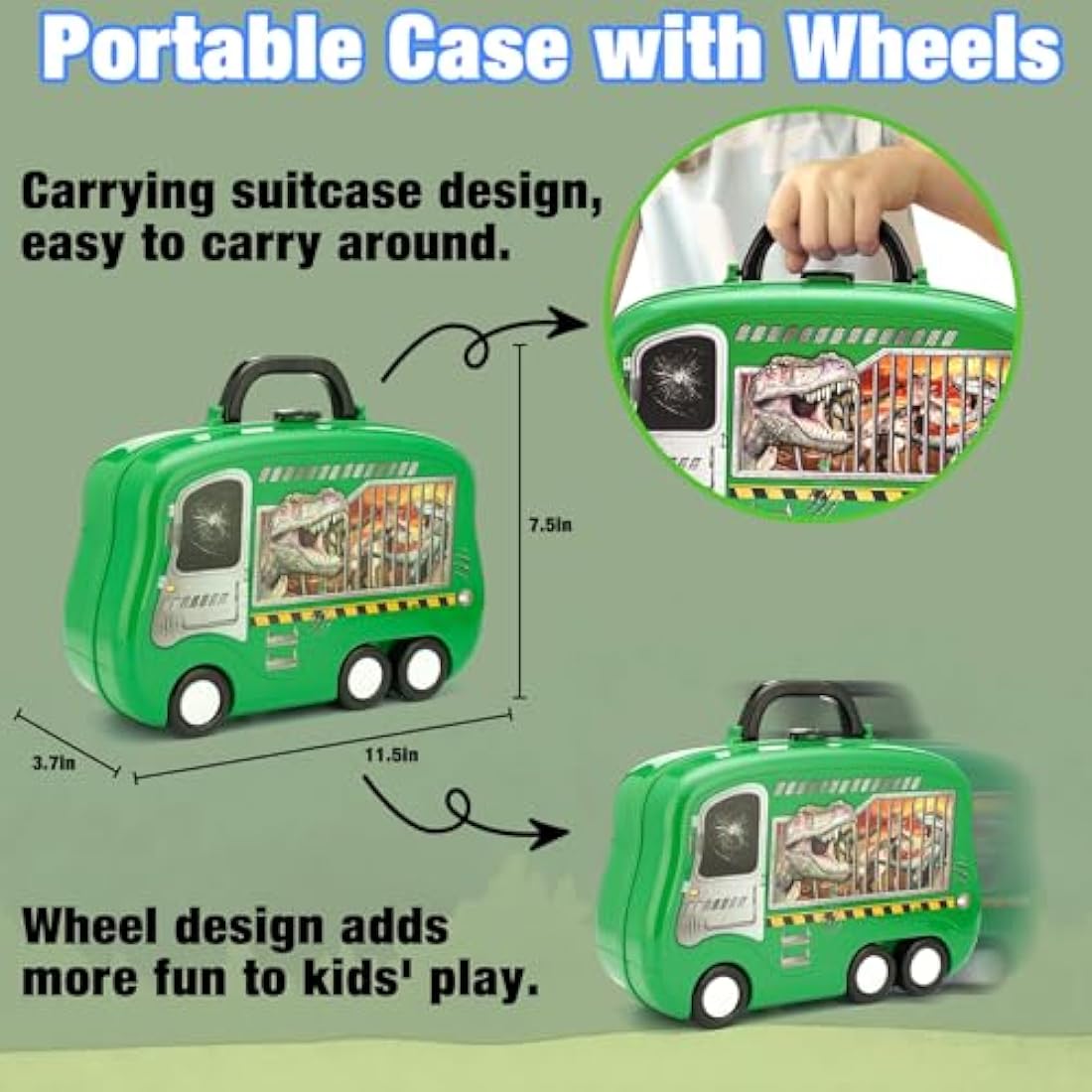 Crelloci Dinosaur Color Dough Set Tools Dino World 26 PCS Playsets Toy Clay Accessaries Dough and Moulds in a Portable Case with Wheels for Kids Toddlers 3 4 5 Years Old