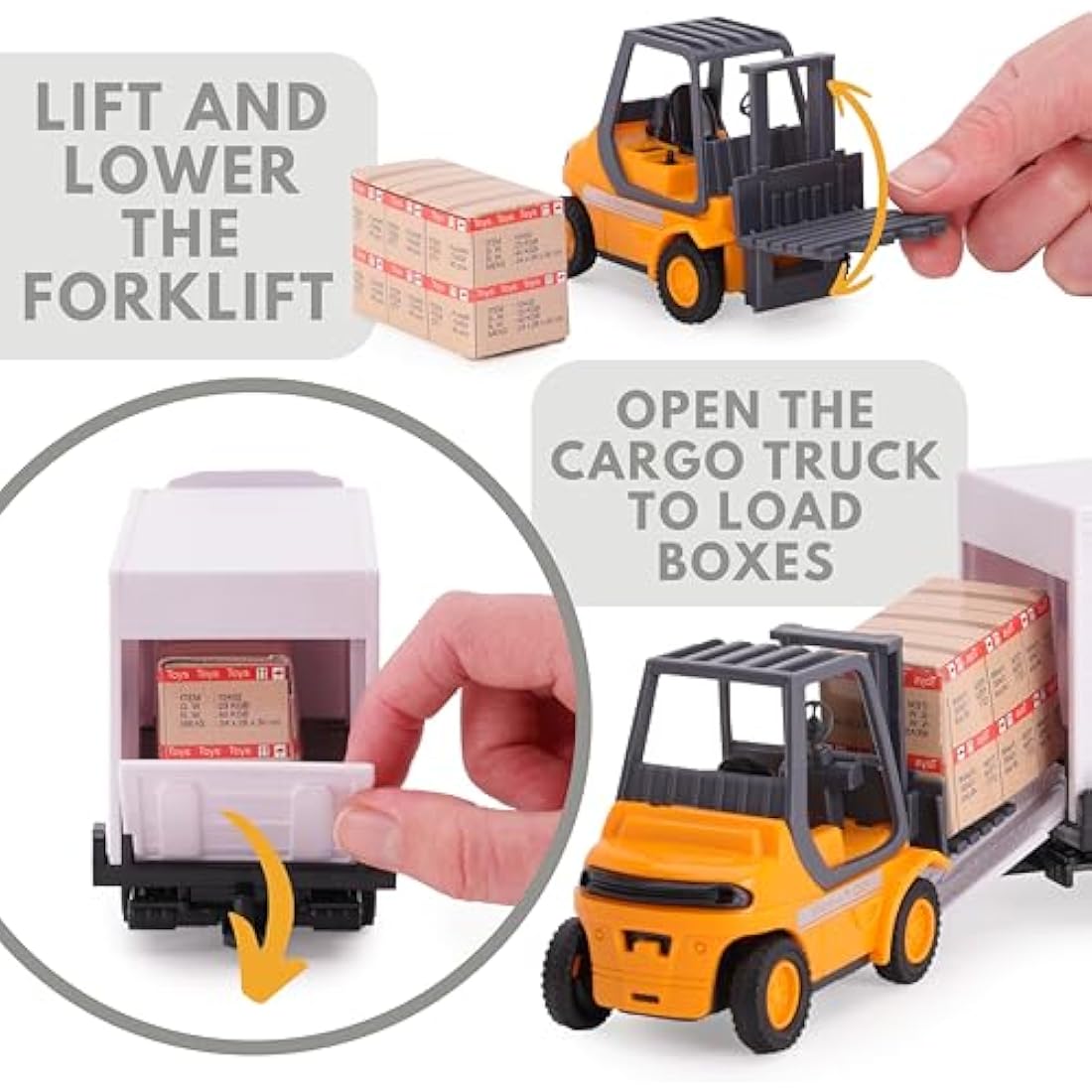 Toyland® Metal Load and Go Vehicle Set - Scania Cargo Truck with Forklift and Pallet - Transport Vehicle Toys - Toys for Boys (White)