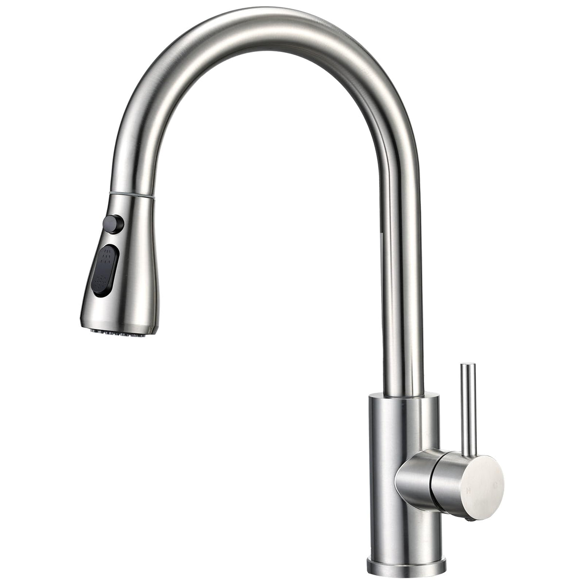 Peppermint Kitchen Tap with Pull Out Spray, Swivel Kitchen Sink Mixer Tap Brushed Nickel with Pull Down Sprayer 3 Modes, Single Lever High Arch