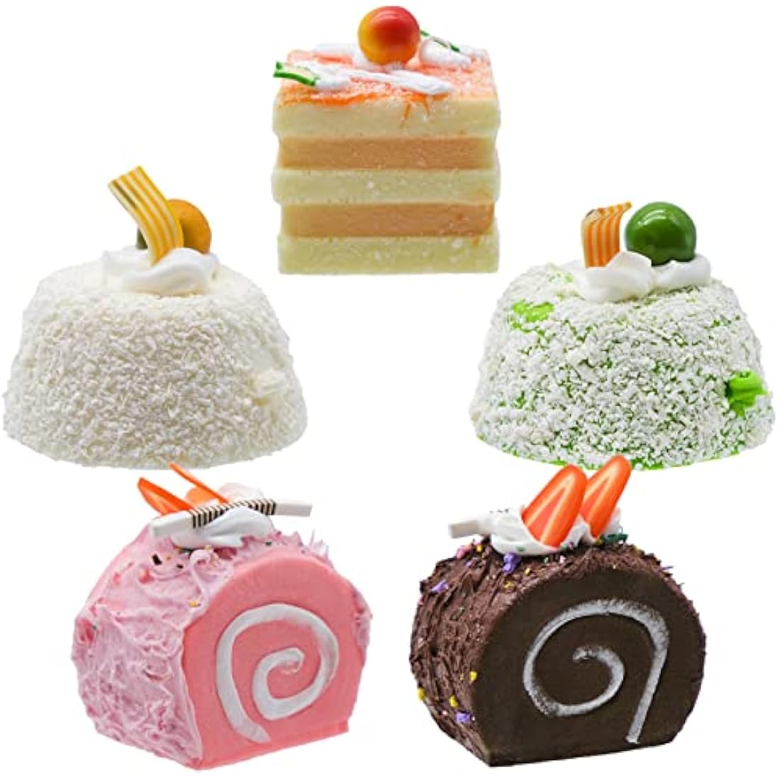 YHSKJCD Artificial Simulation Cake, 5Pcs Realistic Cake Dessert Fake Cake Food Model Realistic Cupcake Bread Dessert for Photography Props Kitchen Home Decoration Display