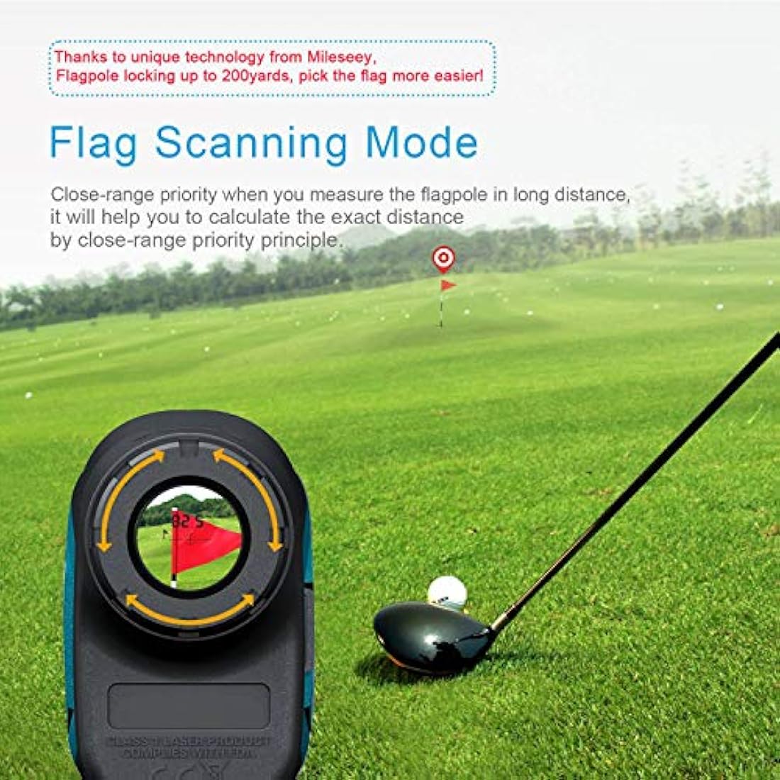 Mileseey Professional Precision 660Yards Golf Range Finder with Slope Compensation,±0.55yard Accuracy,Flag Pin Lock,6X Magnification,Scan Measurement
