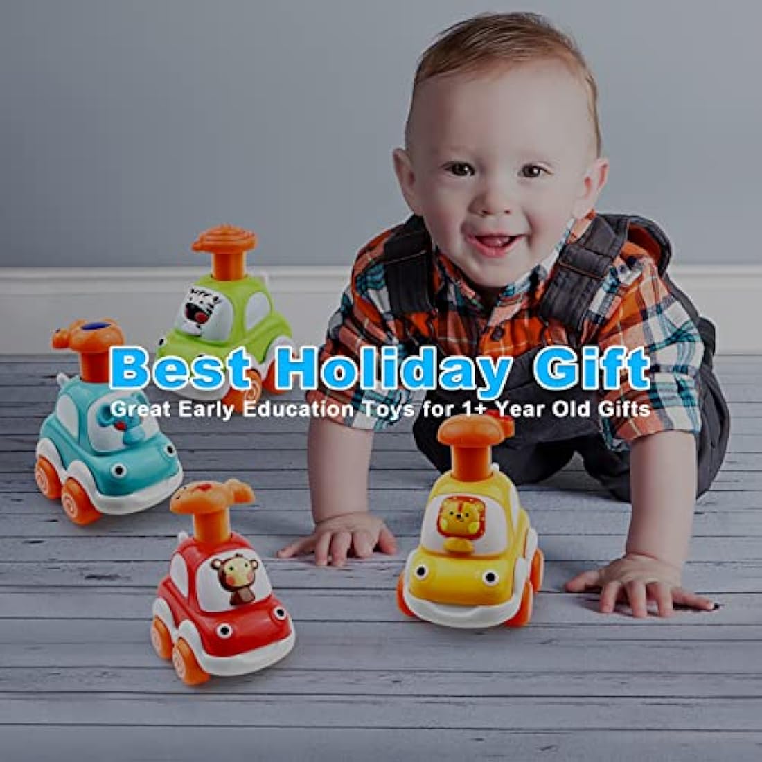 Love&Mini Baby Toy Cars for 1+ Year Old Boy Toddler Toys Age 18M+, 1 2 3 Years Old Boy Gifts Animal Cartoon Press and Go Cars for Toddlers 2-5 Birthday Toys
