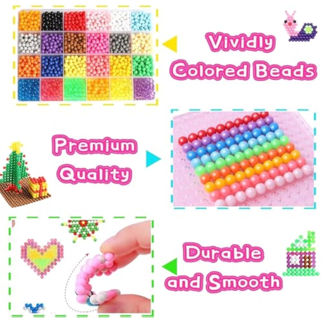 Vytung Water Fuse Beads 3600 pcs 24 Colors(6 Jelly) for Kids Beginners Activity Pack (24 Color Pack)