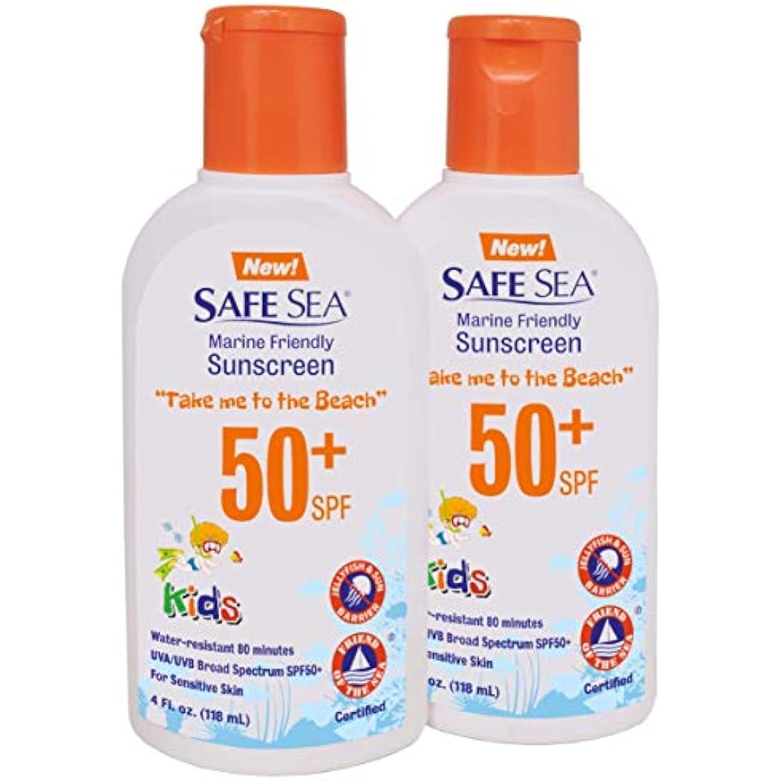 Safe Sea Anti-jellyfish Sting Protective Lotion for Kids - SPF50+ - Jellyfish & Sea Lice Prevention Sunscreen (Kids2pack)