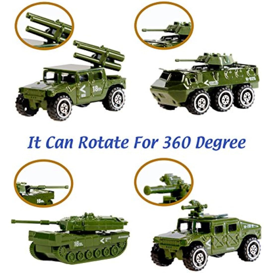Nunki Toy Die-cast Metal Military Vehicles Playset,6 Pack Assorted Army Vehicle Alloy Models Car Toy, Mini Army Toy Tank,Jeep,Panzer,Anti-Air Vehicle,Helicopter for Kids Toddlers Boys