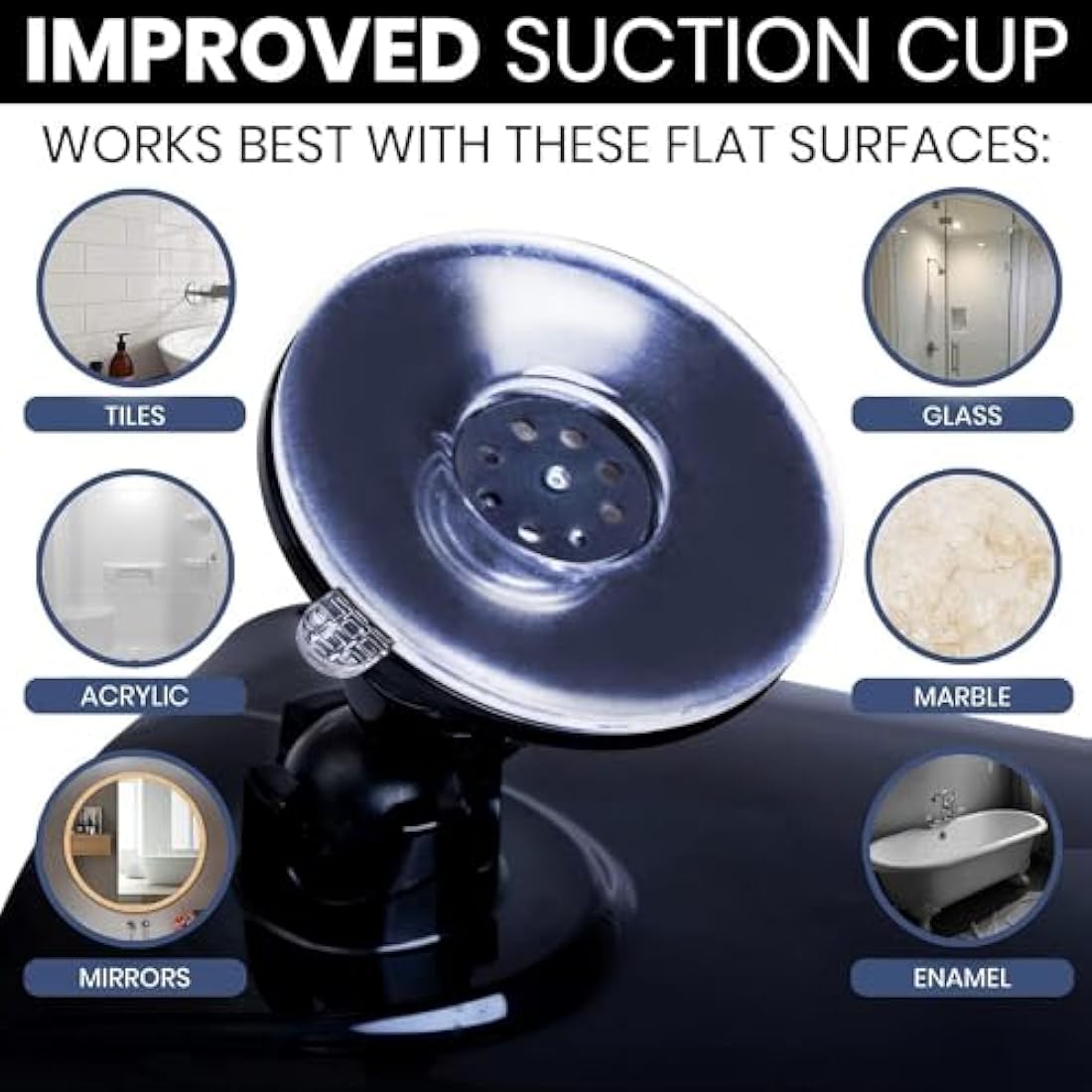 MIRRORVANA Fogless Shower Mirror for Shaving with Upgraded Suction Cup, Dual Anti Fog Design, Shatterproof Surface & 360° Swivel - Large Anti Mist Bath Mirror - 20cm x 18cm