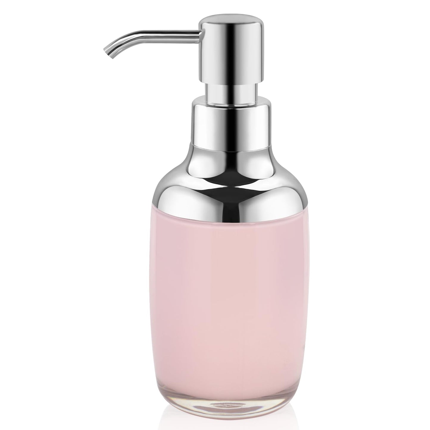 Richenda Acrylic Hand Soap Dispenser,Dual-Tone Pink & Silver Refillable Pump Bottle for Bathroom and Kitchen,285ml, Pink