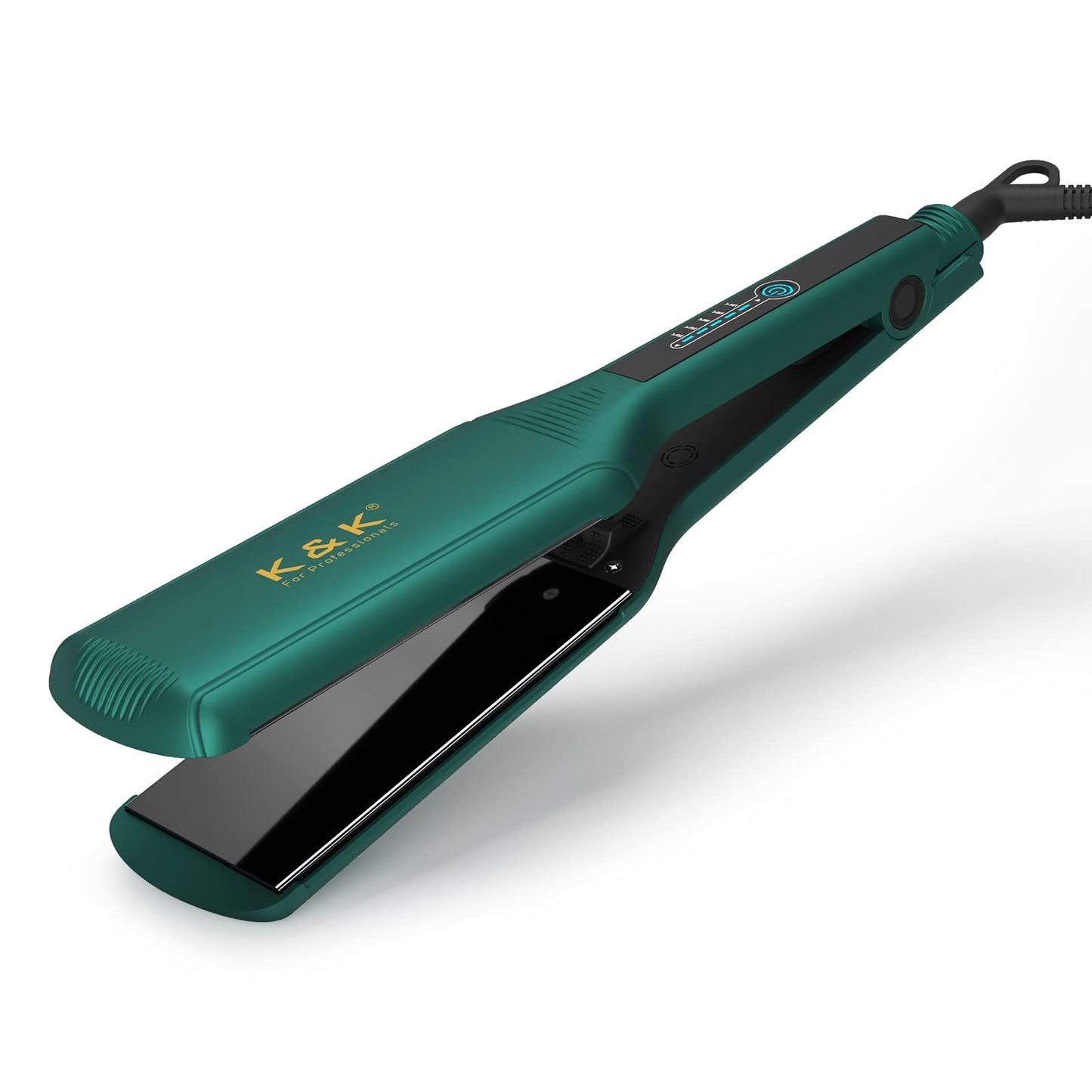 K&K Hair Straightener, 2.24 Inch Wide Ceramic-Titanium Plates, 5 Temperature Settings 120-232?C, Professional Flat Iron (Green) UK Plug