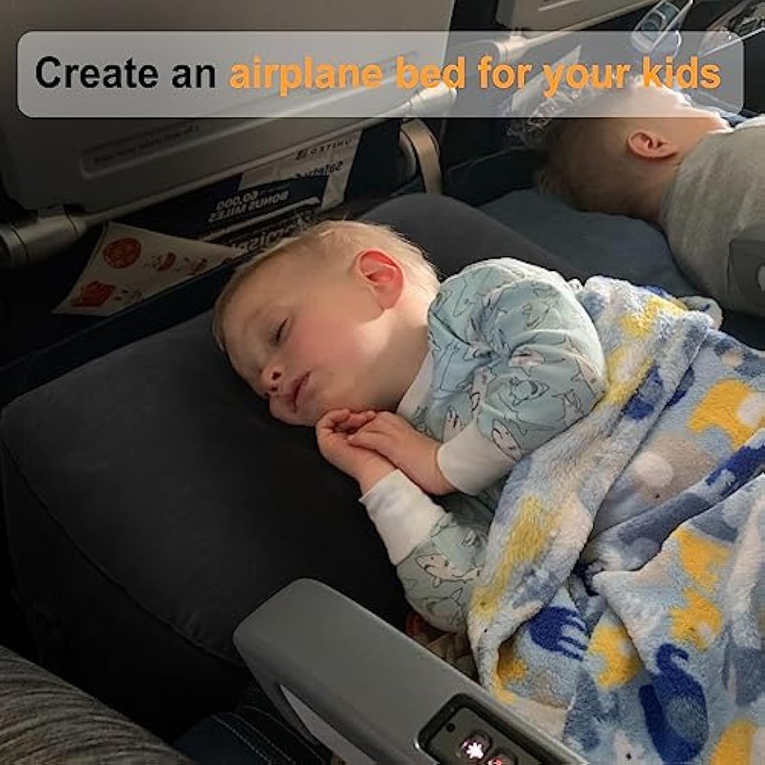 Maliton Airplane Footrest, Inflatable Foot Rest for Kids, Adjustable Height Travel Pillow On Airplanes, Cars, Travel, Office, Toddler Airplane Travel Essentials (Black, 2 Pack)