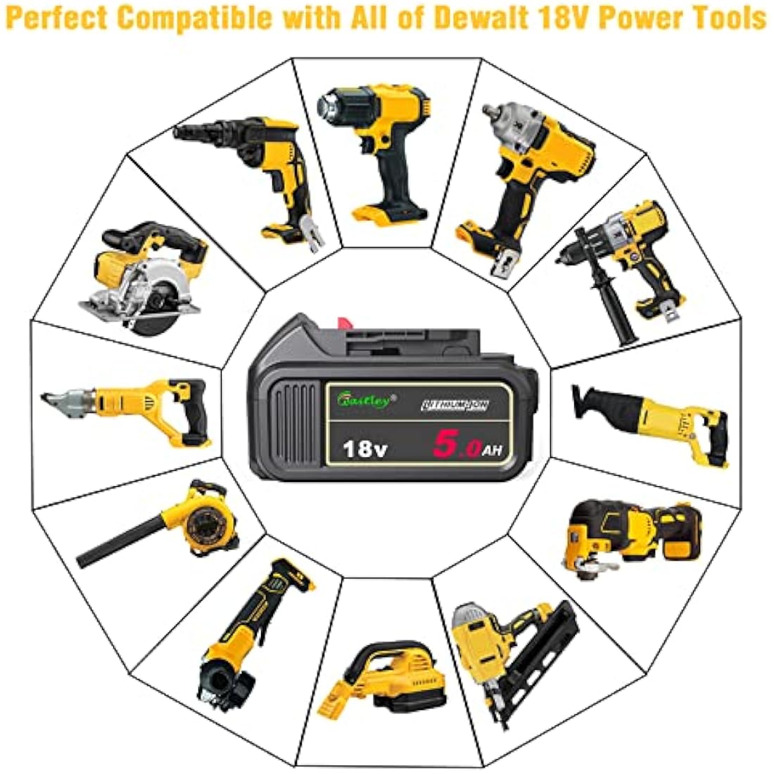 Waitley 18V 5.0A DCB184 Replacement Battery Compatible with Dewalt 18V Series Cordless Power Tools…