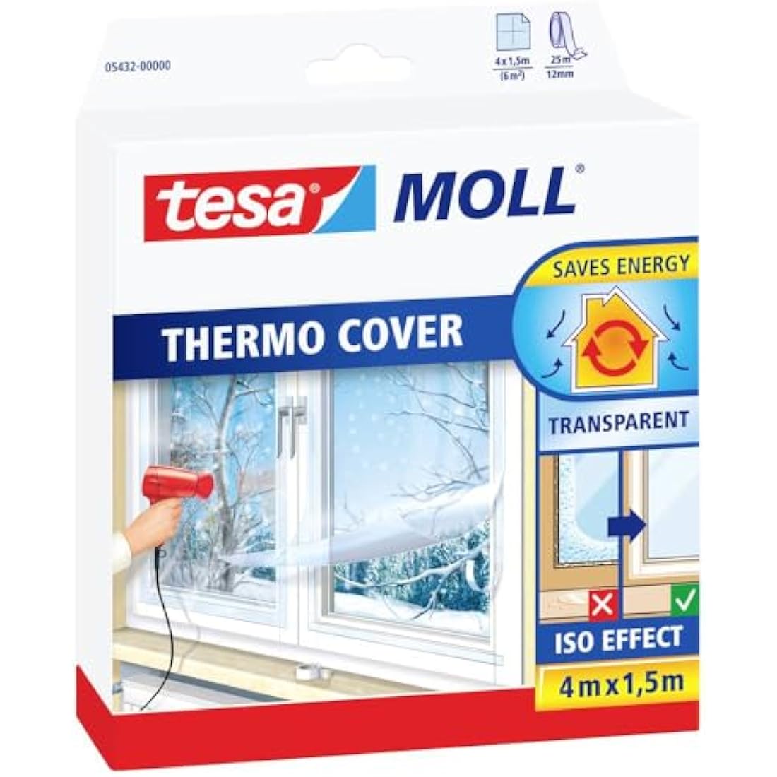 tesa 05432 Insulating Film for Windows, Transparent 4m x 1.5m (max)