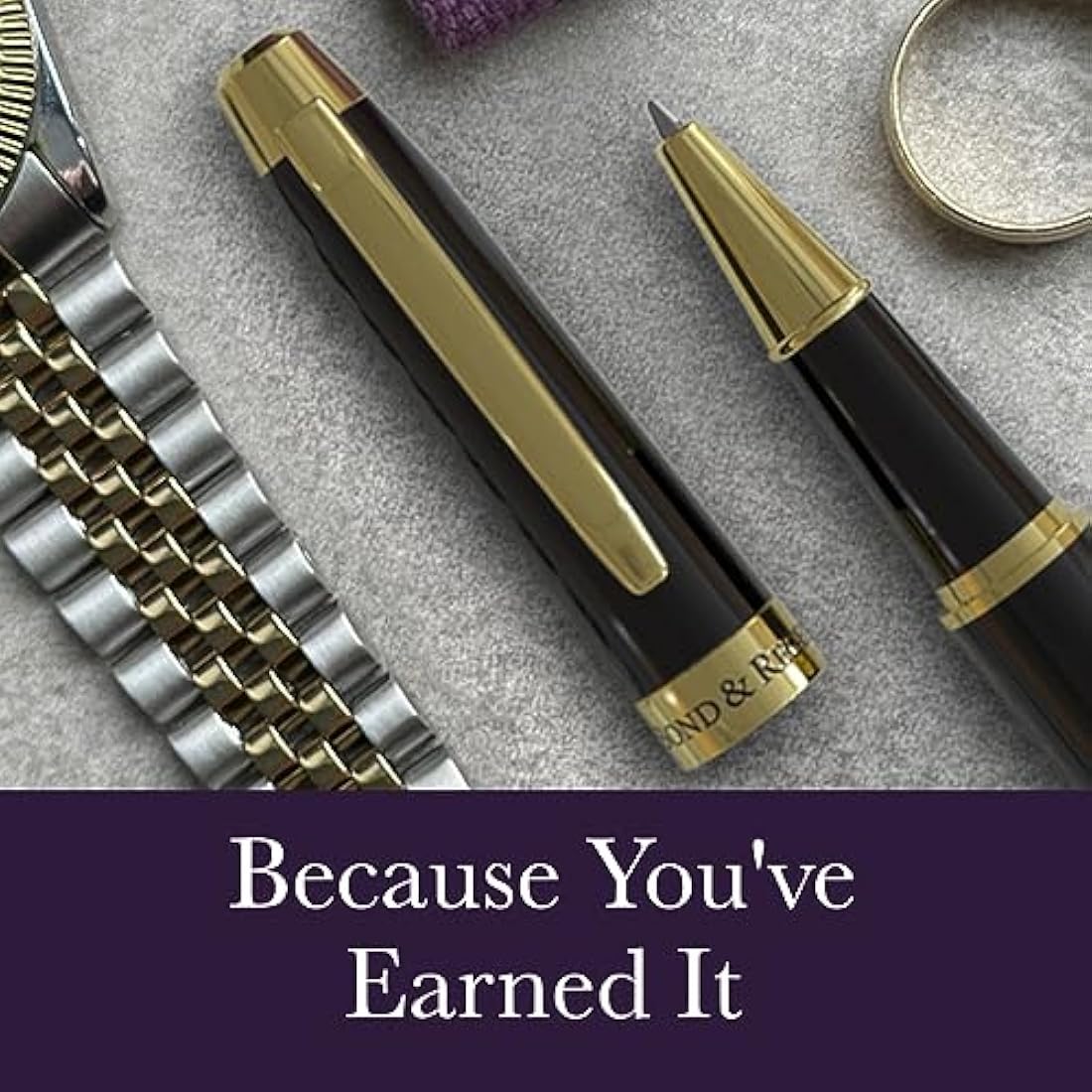 Bond & Regent Gloss Black & 24 Karat Gold - Certified Luxury Grade Rollerball Pen | Nice Gift for Men & Women