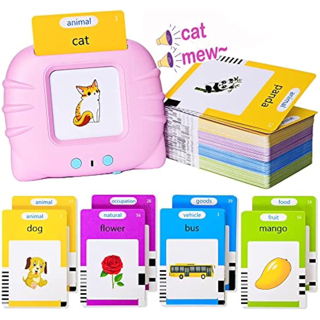Talking Flash Cards Early Educational Toys for 3 4 5 6 Year Old Baby Boys Girls, Preschool Learning Reading Machine with 224 Words, Montessori Interactive Gift for Kids Toddlers