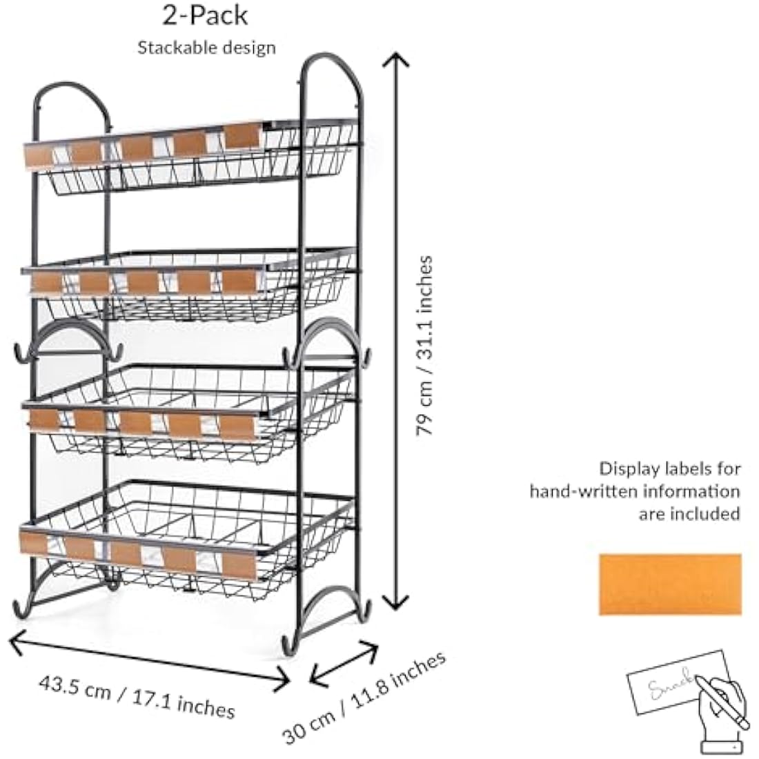 Candy Display Rack | Stackable Candy Organiser | Snack Organiser For Countertop | Snack Display Shelf And Chip Rack For Shops | Snack Stand For Office or Home