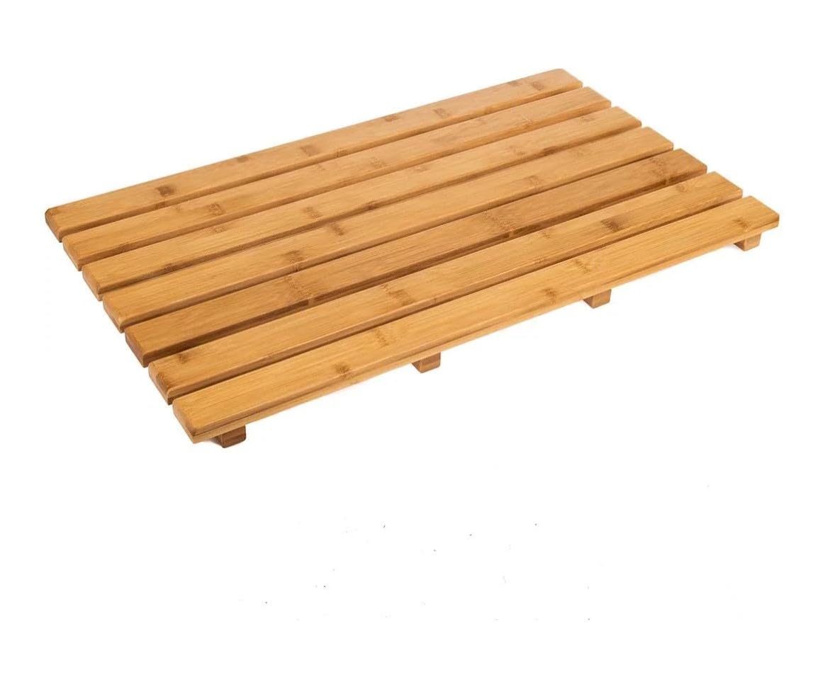 HubewaGlobal Natural Bamboo Wooden Bath Mat Duckboard