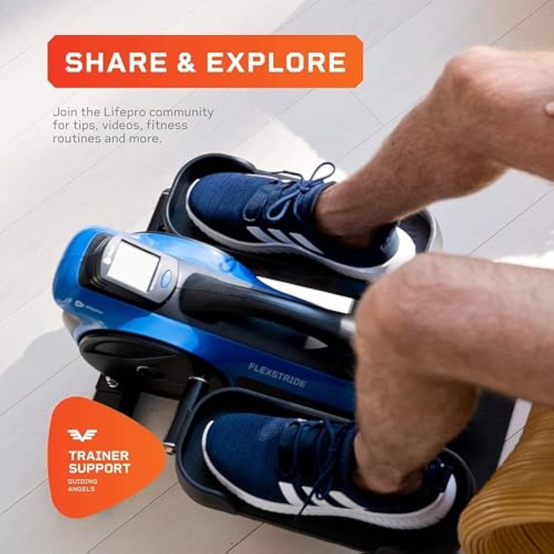 LifePro Pedal Exerciser Under Desk Bike for Light to Moderate Cardio, Mini Elliptical Machine with 8 Resistance Levels and Bluetooth, Compact Exercise Trainer for Home or Office Use