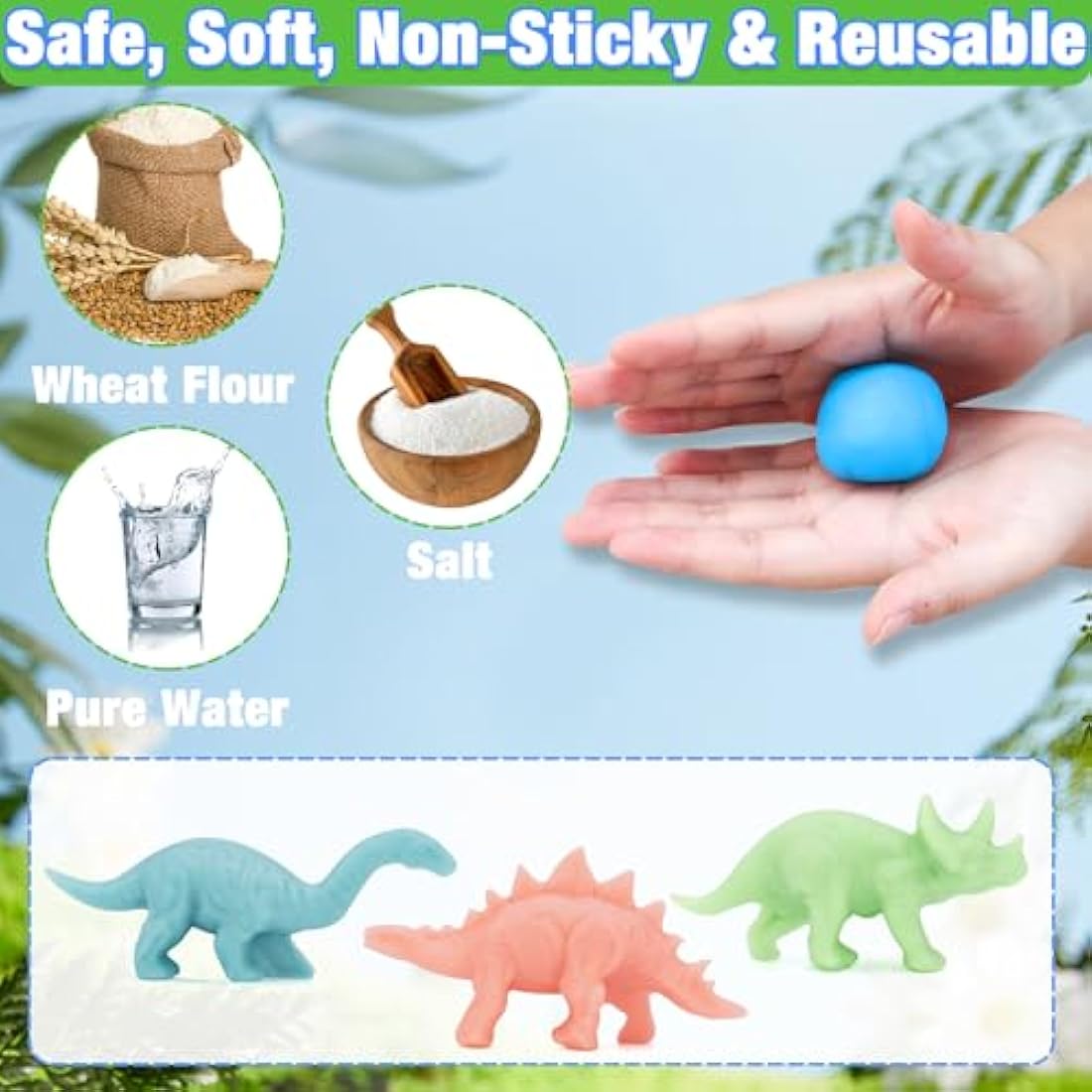 Crelloci Dinosaur Color Dough Set Tools Dino World 26 PCS Playsets Toy Clay Accessaries Dough and Moulds in a Portable Case with Wheels for Kids Toddlers 3 4 5 Years Old