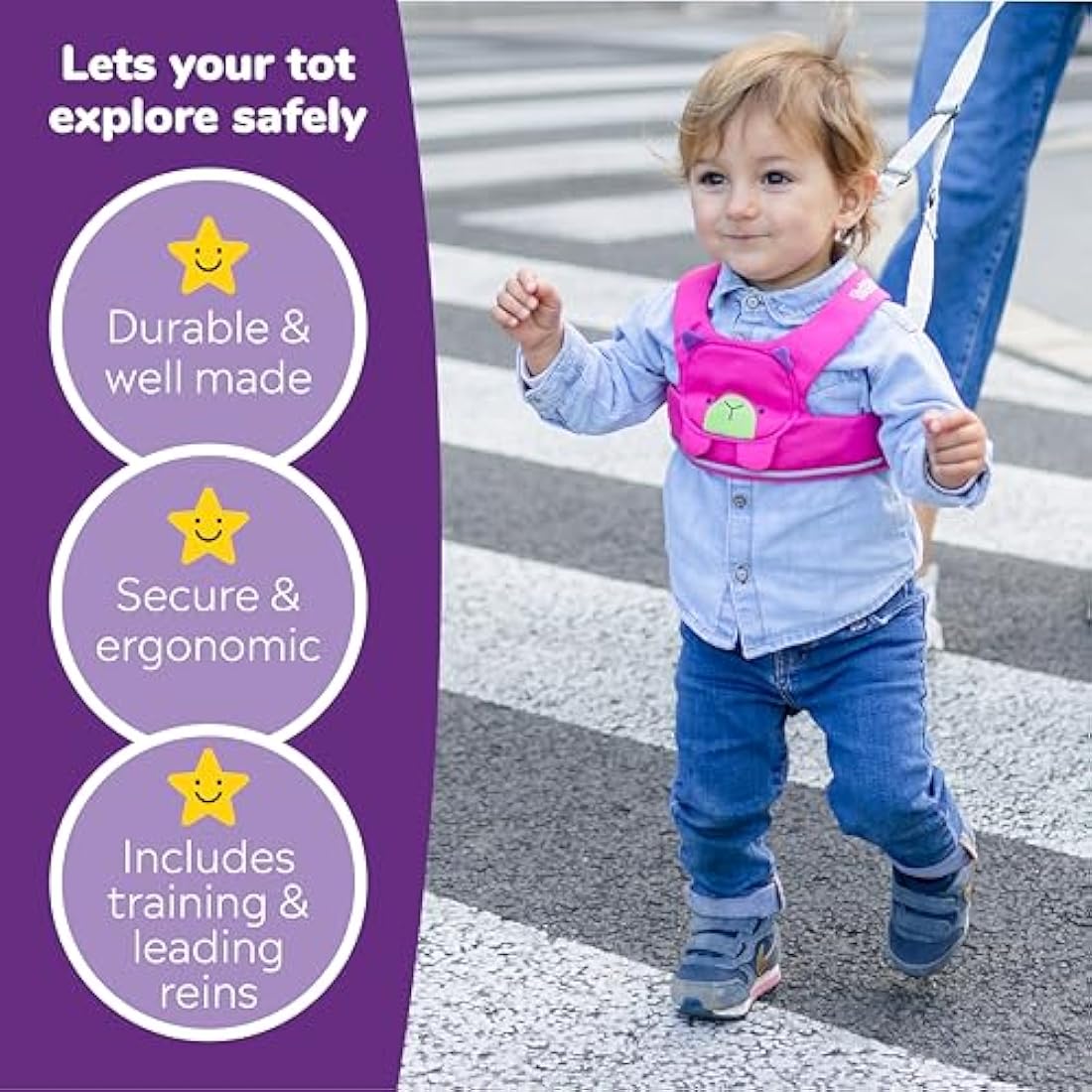 Trunki ToddlePak - Fuss Free Baby Walking Reins and Toddler Safety Harness – Betsy Bear (Pink)