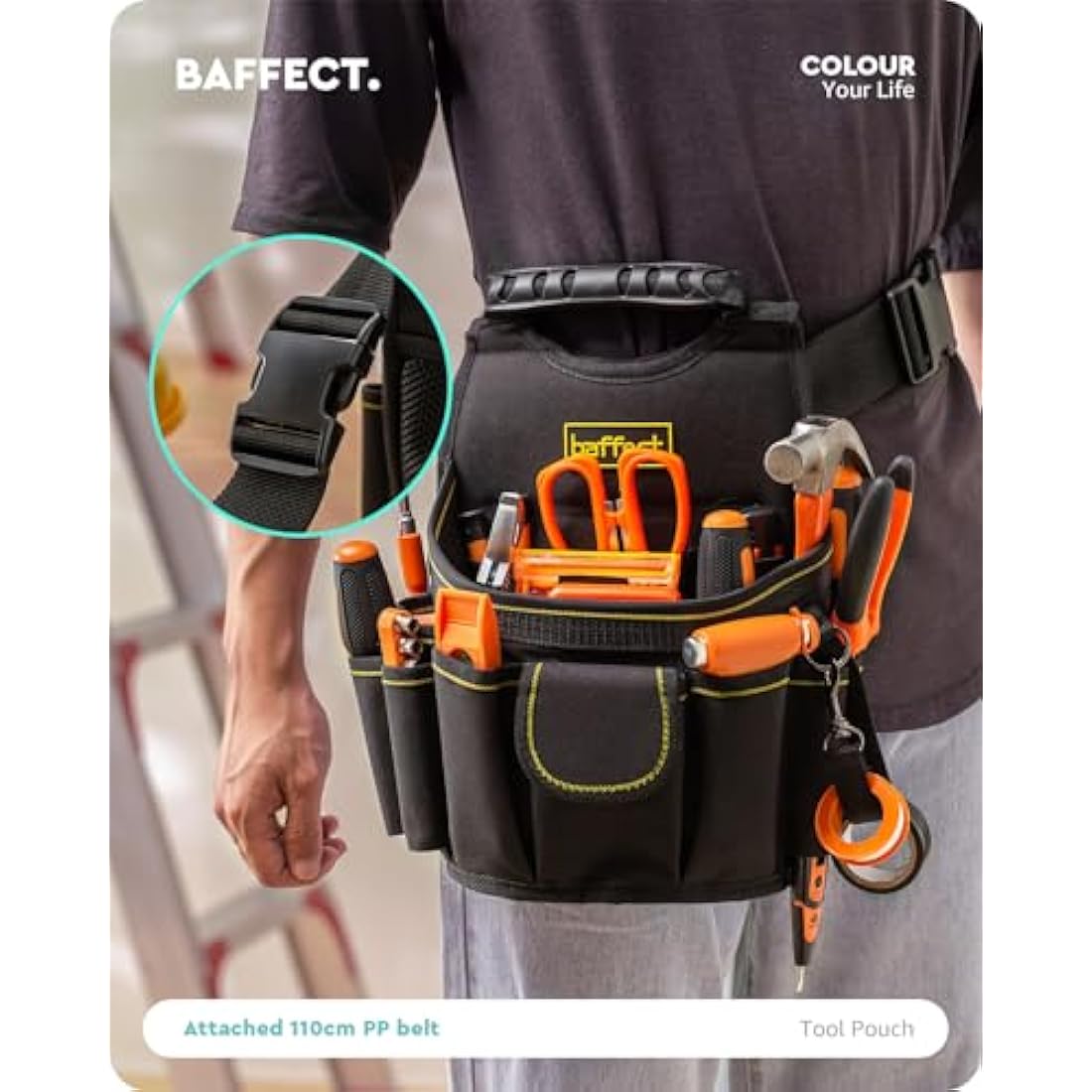 Baffect Electrician Tool Pouch - 20 Pockets Canvas Tool bag With Adjustable Belt, Heavy Duty Professional Waist Work Pouch for Technicians