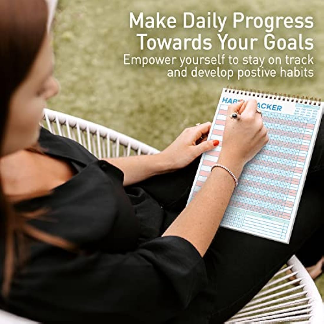 S&O Striped Habit Tracker Calendar - 24 Month Daily task Journal - Undated Routine Planner with Personalized Goal Chart for Health, Fitness & Finance - Weekly Chore Chart for Adults