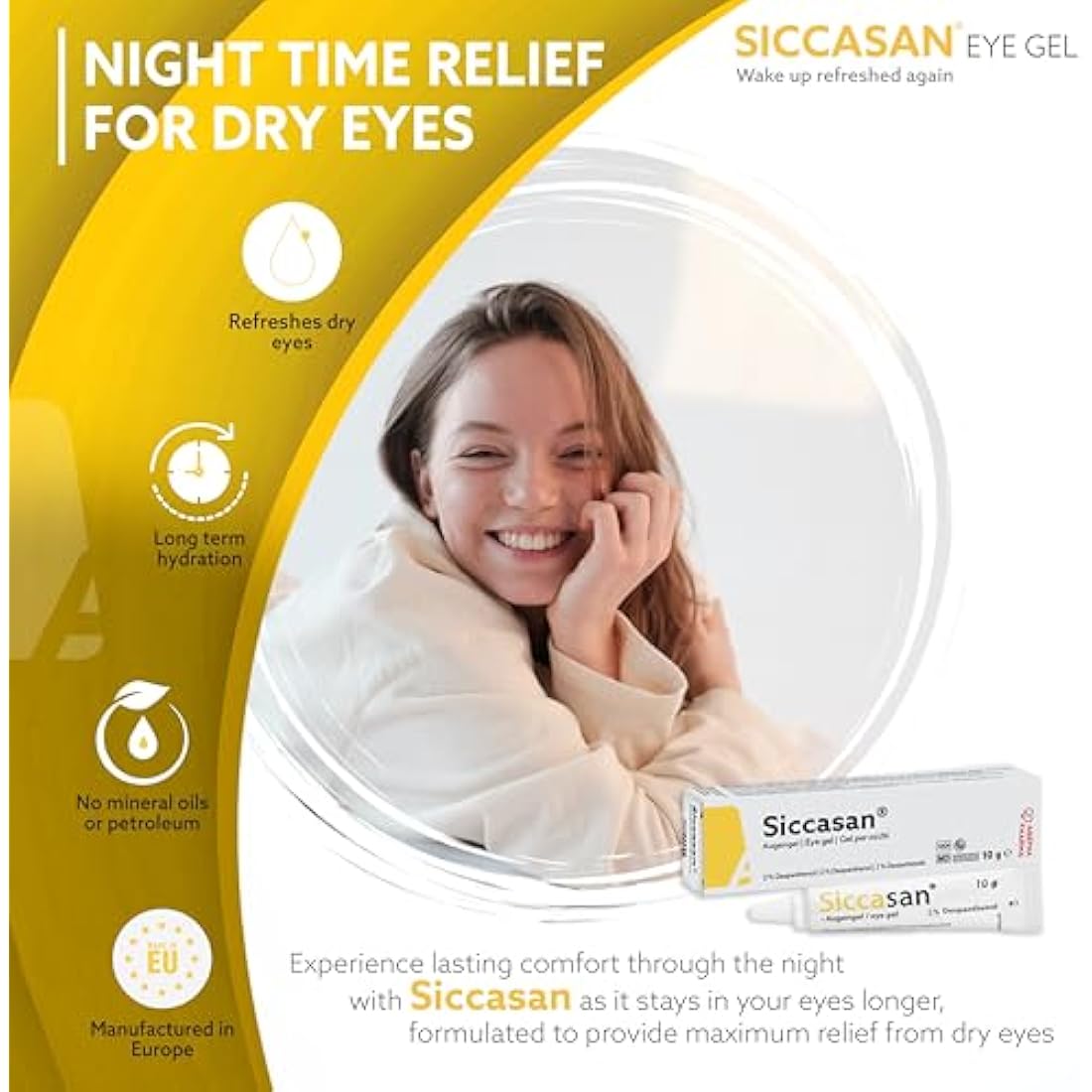 Siccasan Intensive Eye Gel | Corneal Gel & Eye Lubricant | Eye Gel for Dry Eyes| Relief Against Irritated and Sore Eyes | Night Time Eye Gel for Dry Eyes
