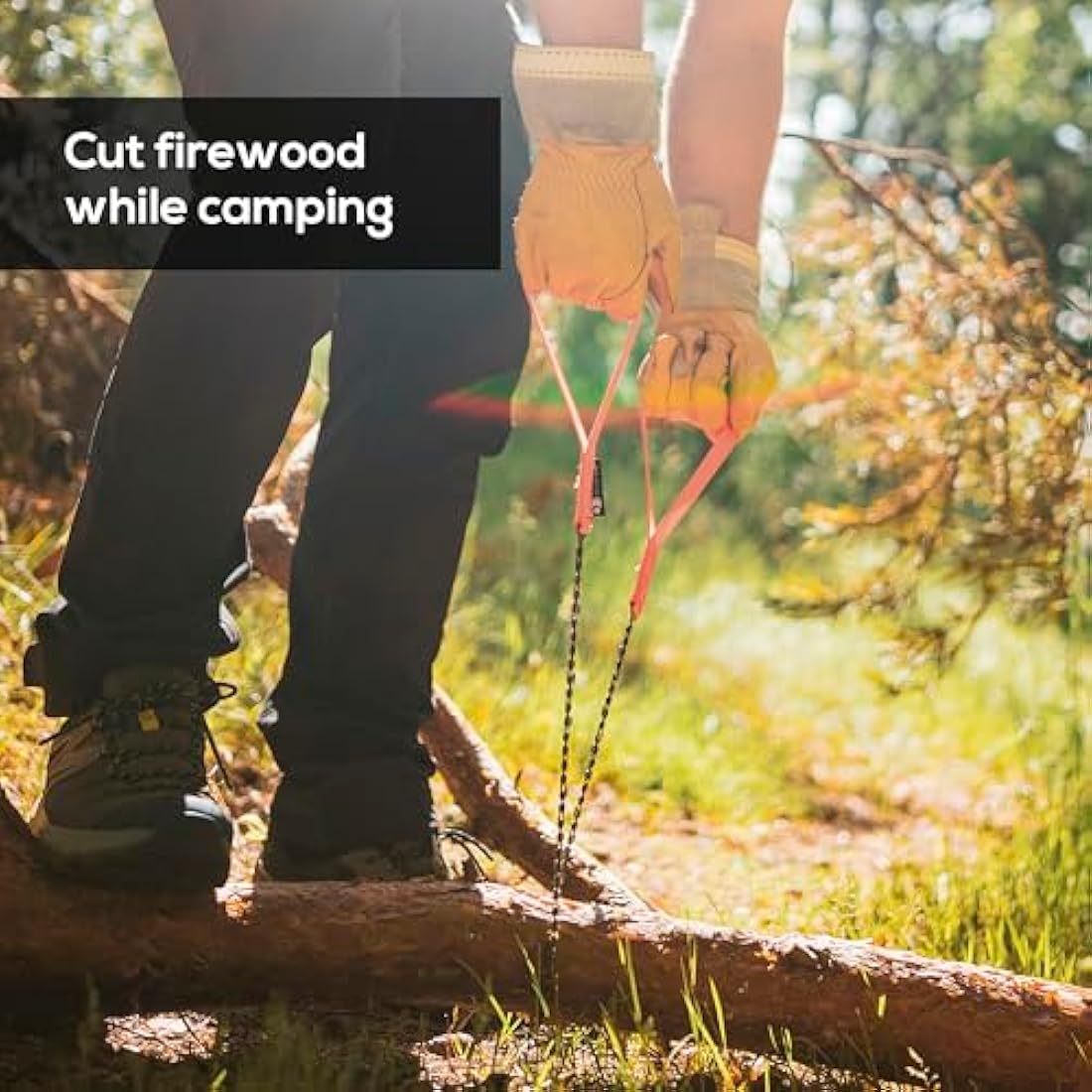 Nordic Pocket Saw for Camping - 65 cm Pocket Chainsaw with 33 Bi-Directional Teeth - Handy Backpacking Saw with Extra Large Nylon Handle Loops - Survival Chainsaw for Clearing Trails