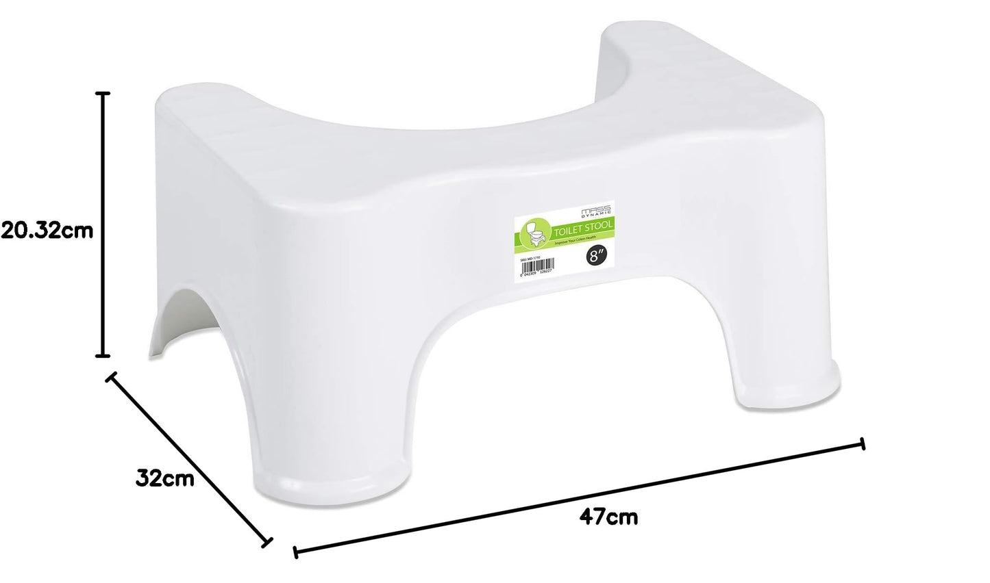 MASS DYNAMIC Squatting Toilet Stool Non-Slip Bathroom Squat Aid Stool Proper Toilet Posture Footstool 8" Standard