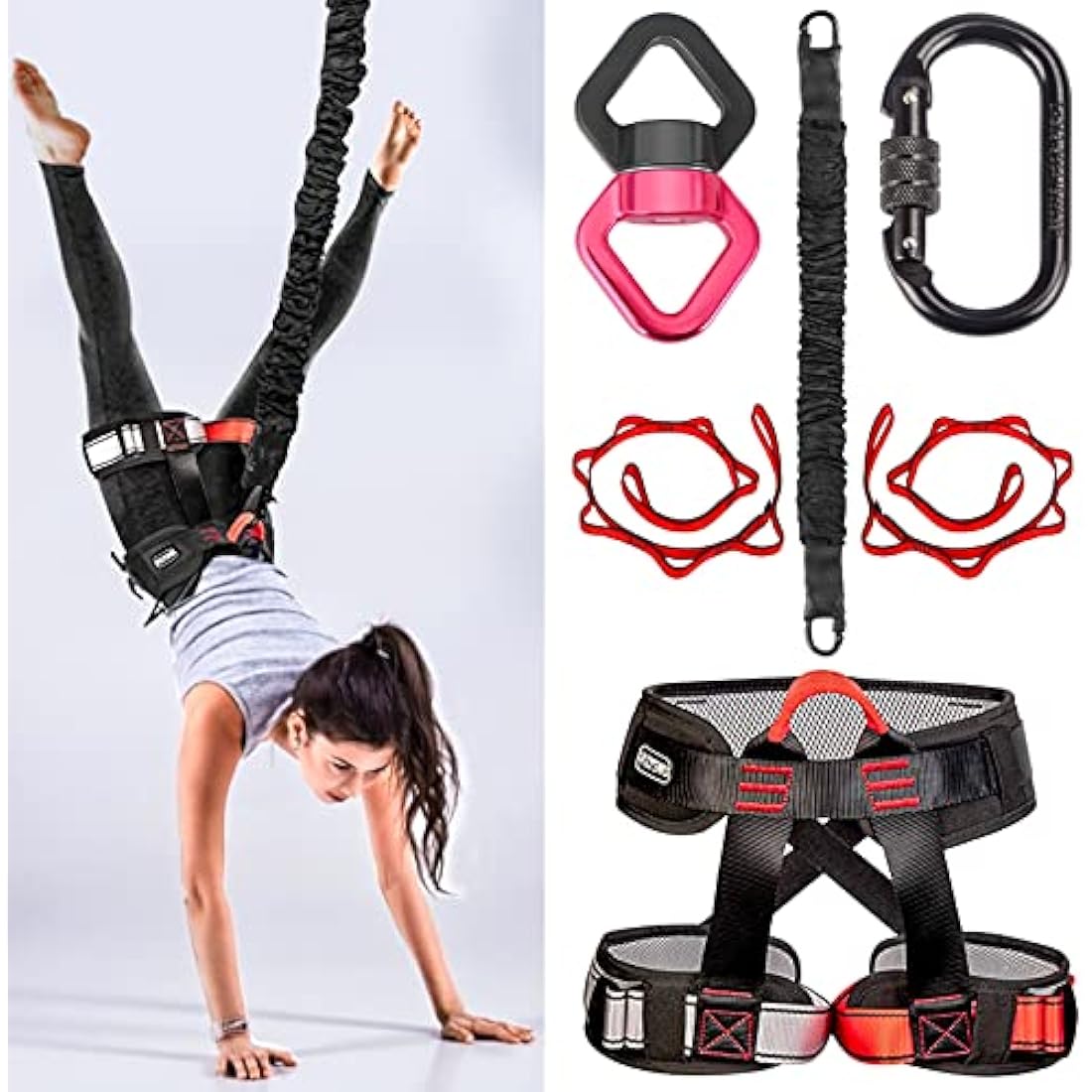 DASKING Heavy Bungee Resistance Band Set grawyti Yoga Bungee Cord Resistance Belt Set 4D Bungee Dance Rope Workout Fitness Home Gym Professional Training Equipment
