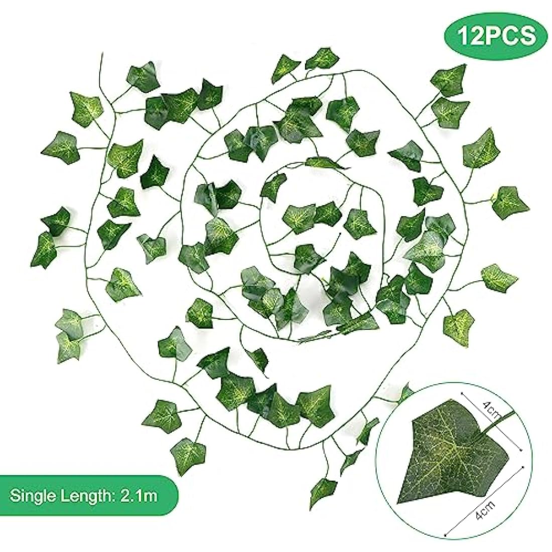 DazSpirit 12Pcs Artificial Ivy Vines, 84 Ft Artificial Ivy Leaf Garland, Fake Vine Leaves Hanging Plants, Ivy Plant, Vines for Bedroom, Wedding, Home, Kitchen, Garden, Party, Office, Wall Decoration