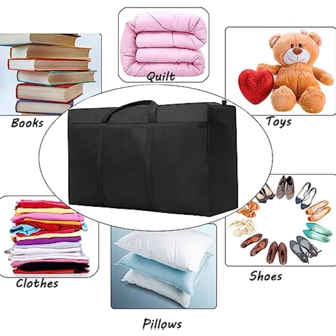 4 Pack 150L Large Moving Boxes Heavy Duty, Extra Large Storage Bags for Clothes,Strong Packing Boxes for Moving House,Duvet,Bedding,Underbed,Blankets