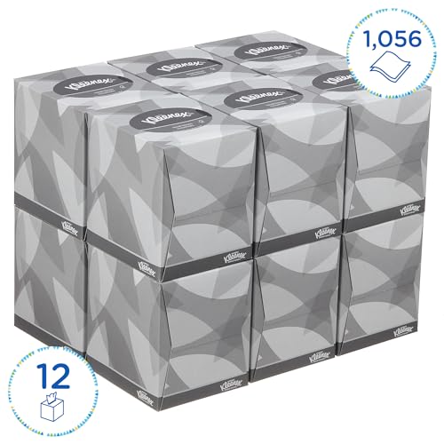 Kleenex Facial Tissue Box 8834 - Soft, Strong and Absorbent - 12 x 88 (1056 Facial tissues) White, 2-ply, Fragrance-Free