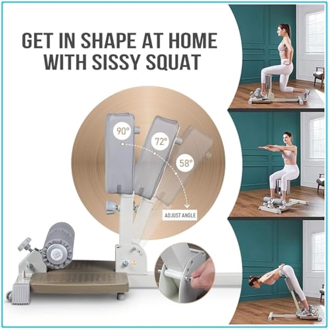 leikefitness Deluxe Multi-Function Deep Sissy Squat Bench Home Gym Workout Station Leg Exercise Machine