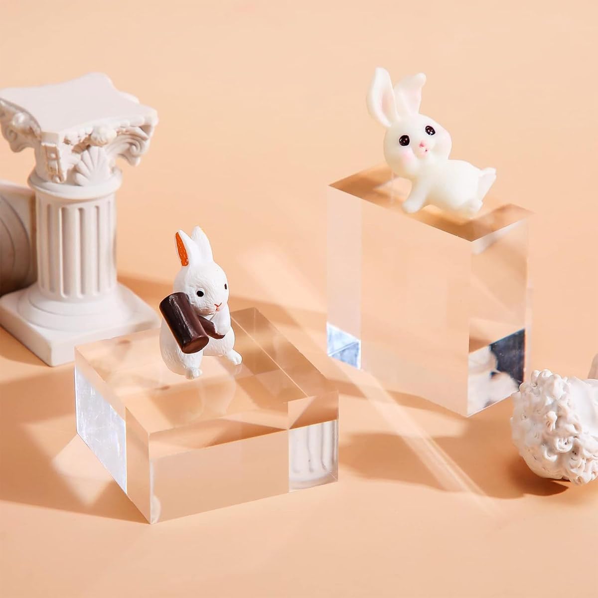 Enwye 6Pcs Clear Acrylic Cube 5.08 X5.08 X 2.5cm Acrylic Square Display Blocks Square Clear Polished Display Cube Block for Ring Jewelry Showcase