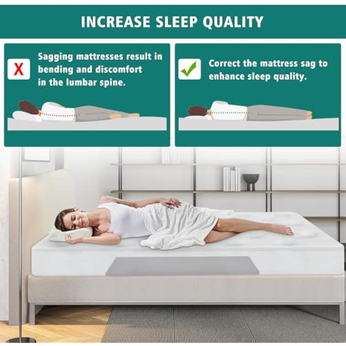 TANYOO Sagging Mattress Support Fix Sinking Beds High Density Foam Insert Pad for Sagging Bed Repair and Extends Life (Dark Grey, 1PACK)