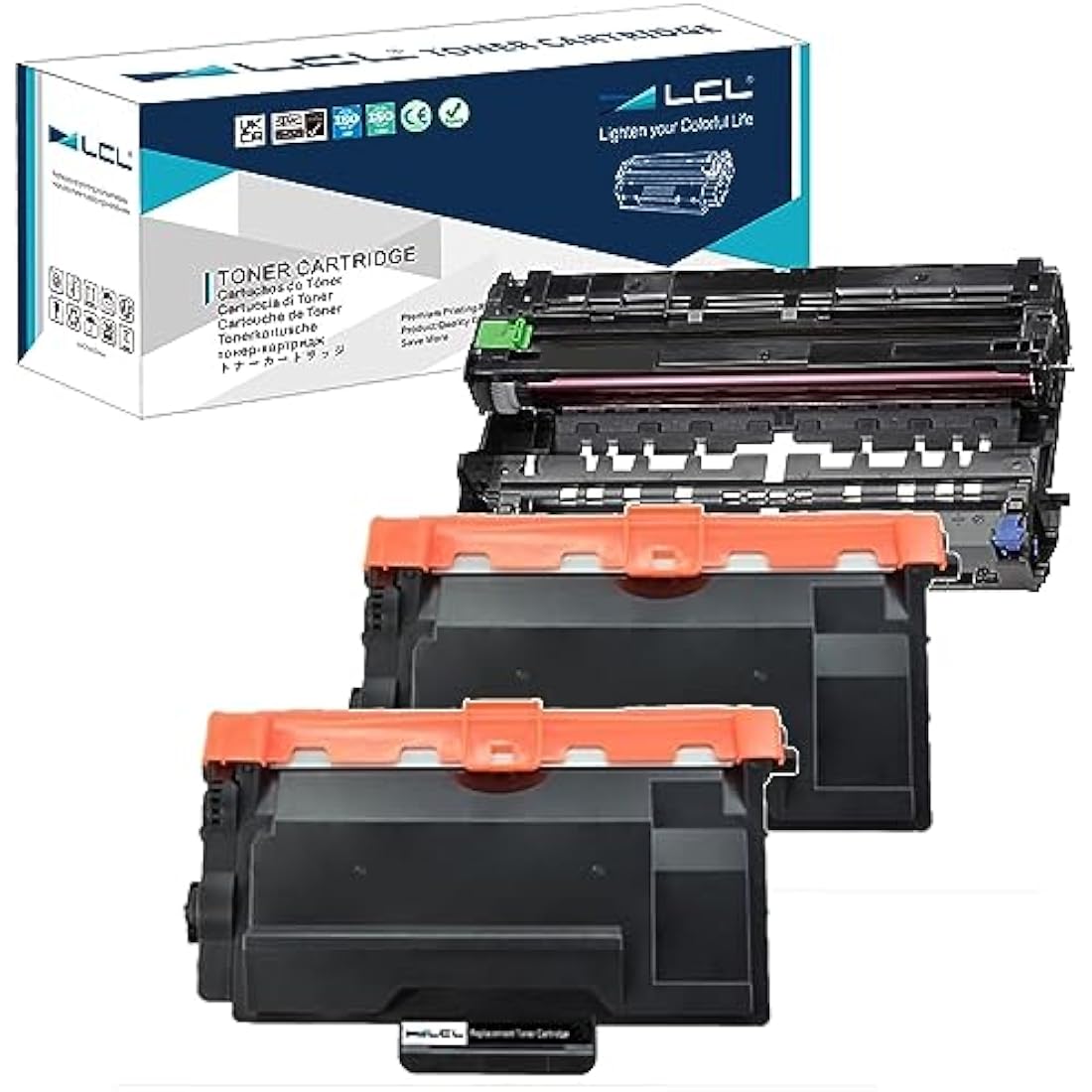 LCL Compatible Toner Cartridge TN3480 TN3430 TN-3480 TN-3430 8000 pages DR3400 DR-3400 Drum (3Pack 2 Black+1Drum) Replacement for Brother HL-L5000D HL-L5100DN HL-L5200DW HL-L5200DWT HL-L6200DW
