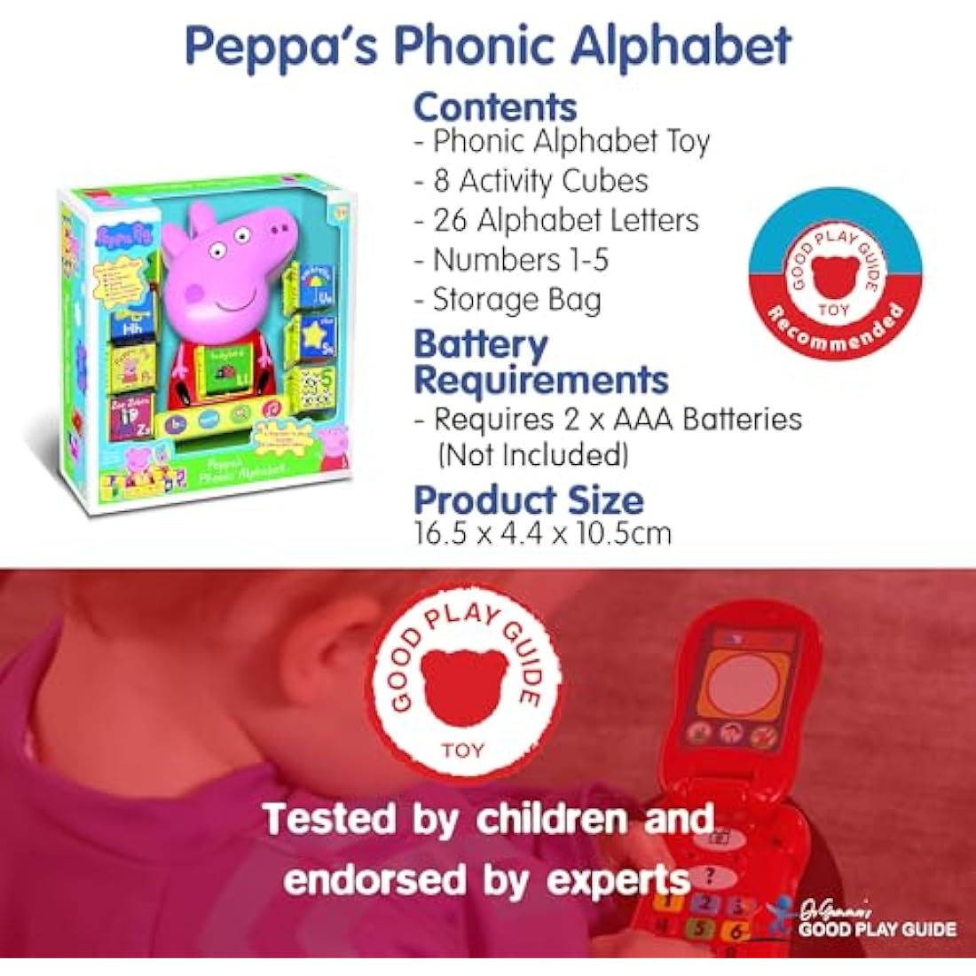Peppa Pig - PP12 Peppa's Phonic Alphabet Toy For Kids - Interactive Learning & Child Development, Phonics, Alphabet, Spelling, Vocabulary and Recognition - Features 4 Fun Activities , 3+ Years