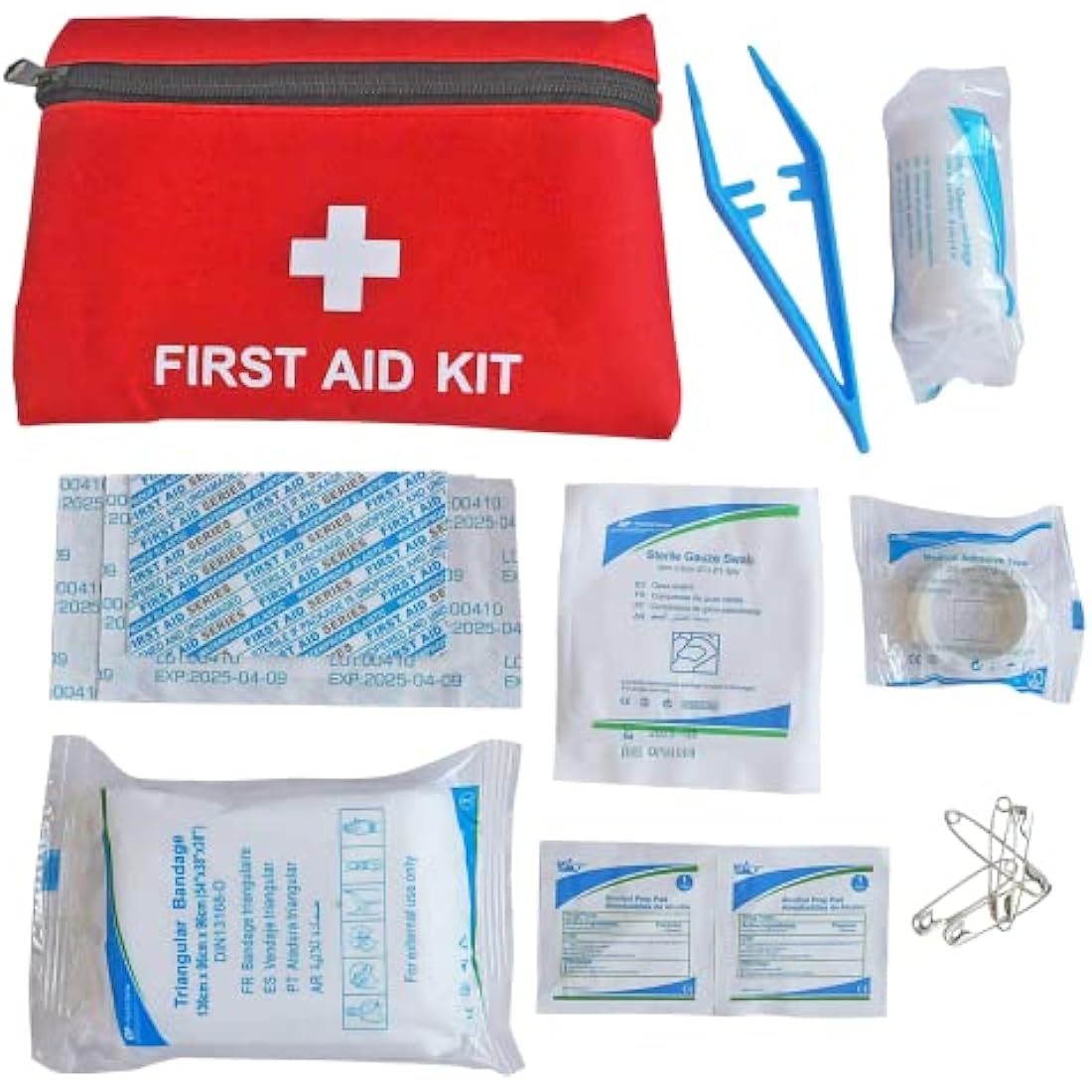 Simply ETK1 Europe Travel Kit. 7 Piece Set includes Warning Triangle, Reflective Vest, Headlight Beam Converters, UK Plate, Bulb Kit and FIRST Aid Kit
