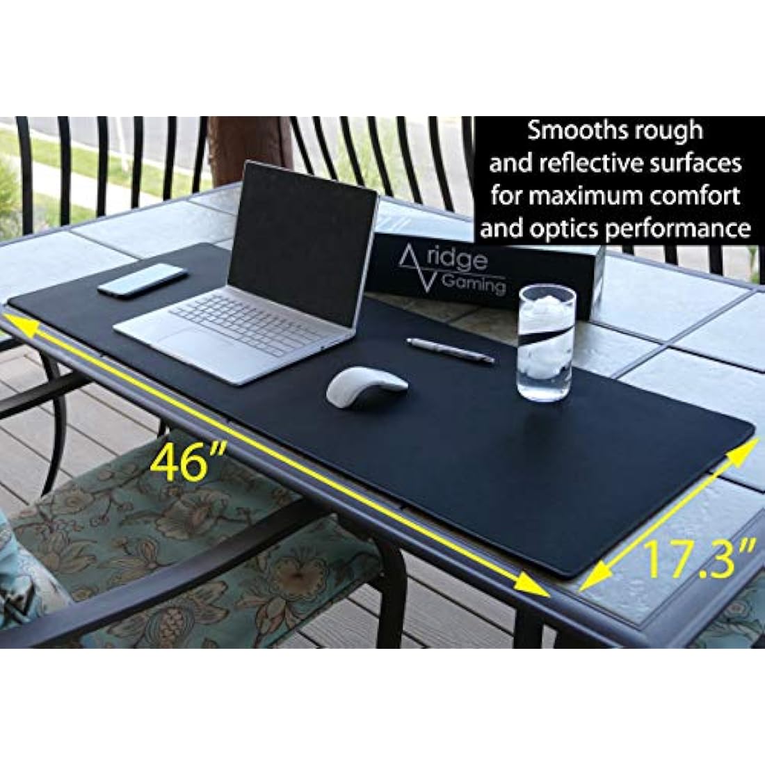 Traverse Ridge Pro Gaming Mouse Pad (5mm) | Massive 46 inch | 46x17.3x0.20 Extra Thick | Black/Black | Dense Weave Speed Poly, Superior Control | Stitched Edge, Washable, Giant Large Desk Mat