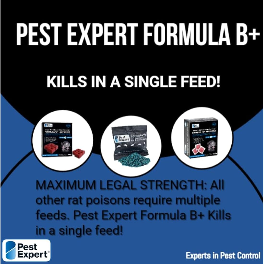 Pest Expert Advanced Rat & Mouse Poisoning Bait Blocks (1.2kg) Strongest Super Strength Rat Poison, Fast-Acting Single Feed Rodent Killer (4 x 300g - 60 Bait Blocks)