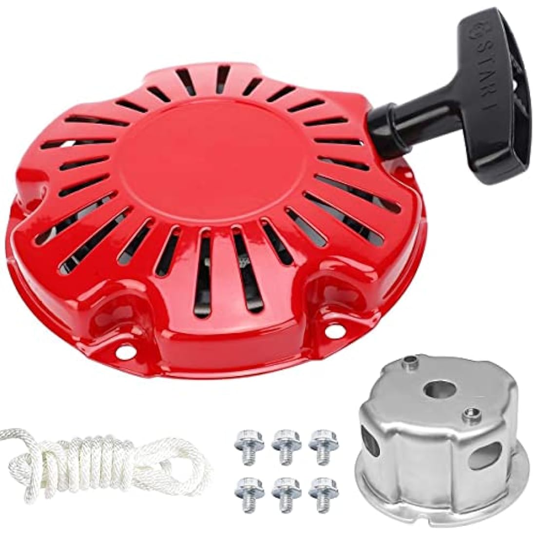 ZAMDOE Recoil Starter Pull Cord Starter for Honda GX100 engines, Replacement 28400-Z0D-V02ZA, 28400-Z0D-V03ZA, with Bolts & Spare Rope & Start Cup