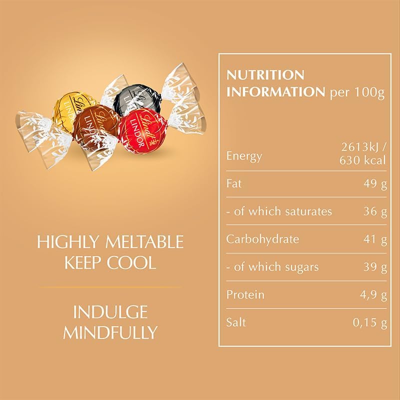 Lindt Lindor Assorted Chocolate Truffles Bag - Approx 80 balls, 1kg - Chocolate Truffles with a Smooth Melting Filling - Gift Present or Sharing Box - Easter, Birthday, Congratulations